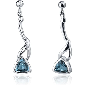 Ruby & Oscar Trillion Cut London Blue Topaz Bezel Drop Earrings in Sterling Silver