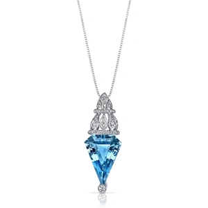 Ruby & Oscar Swiss Blue Topaz & Diamond Chevron 9ct White Gold Pendant Necklace with Silver Chain