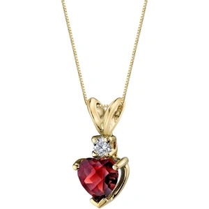 Ruby & Oscar Heart Shaped Garnet & Diamond 9ct Gold Pendant Necklace with Gold Plated Silver Chain