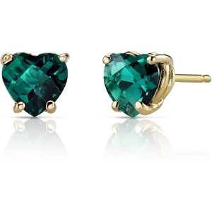 Ruby & Oscar Heart Shaped Emerald Stud Earrings in 9ct Gold