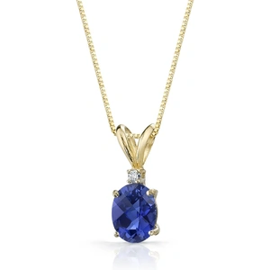 Ruby & Oscar Sapphire Diamond Chain 9ct Gold Pendant Necklace with Gold Plated Silver Chain