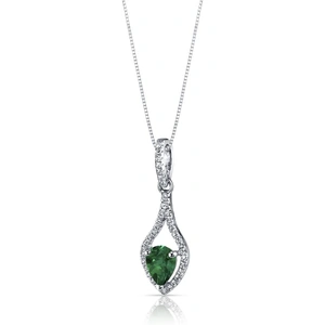 Ruby & Oscar Emerald & White Topaz Teardrop 9ct White Gold Pendant with Silver Chain