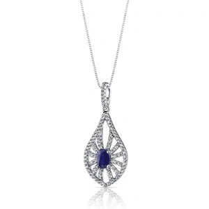Ruby & Oscar Sapphire & White Topaz Chandelier 9ct White Gold Pendant with Silver Chain