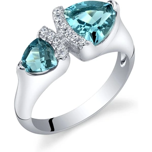 Ruby & Oscar Trillion Cut London Blue Topaz Two Stone Ring in Sterling Silver