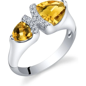 Ruby & Oscar Trillion Cut Citrine Two Stone Ring in Sterling Silver