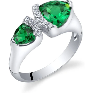 Ruby & Oscar Trillion Cut Emerald Two Stone Ring in Sterling Silver