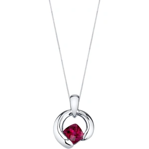 Ruby & Oscar Cushion Cut Ruby Orbit Pendant Necklace in Sterling Silver