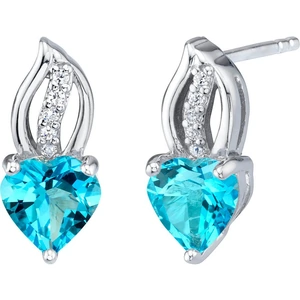 Ruby & Oscar Heart Shaped Swiss Blue Topaz Wave Earrings in Sterling Silver