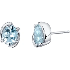 Ruby & Oscar Oval Cut Aquamarine Bezel Stud Earrings in Sterling Silver