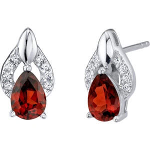 Ruby & Oscar Pear Cut Garnet Crown Stud Earrings in Sterling Silver