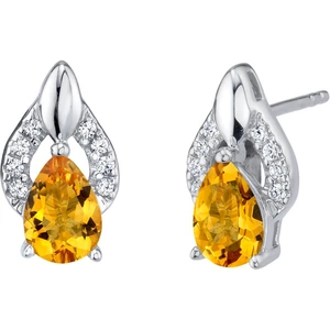 Ruby & Oscar Pear Cut Citrine Crown Stud Earrings in Sterling Silver
