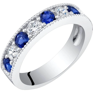 Ruby & Oscar Sapphire Half Eternity Milgrain Wedding Ring in Sterling Silver