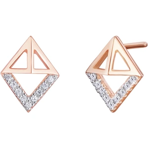 Ruby & Oscar CZ Triangle Rose Plated Dangle Earrings in Sterling Silver