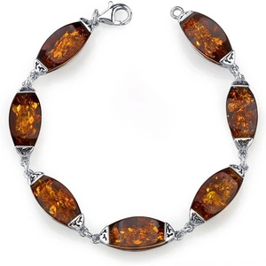 Ruby & Oscar Baltic Amber Gallery Cognac Colour Bracelet in Sterling Silver