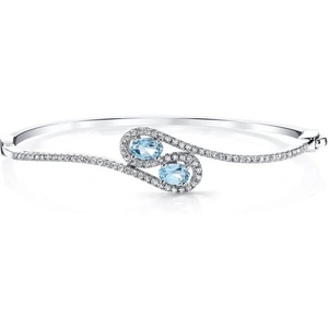 Ruby & Oscar Swiss Blue Topaz & CZ Infinity Bangle Bracelet in Sterling Silver