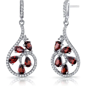 Ruby & Oscar Garnet & CZ Dewdrop Drop Earrings in Sterling Silver