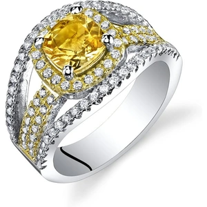 Ruby & Oscar Citrine & CZ Pave Gold Tone Ring in Sterling Silver