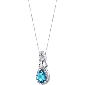 Ruby & Oscar London Blue Topaz Regina Halo Pendant Necklace in Sterling Silver