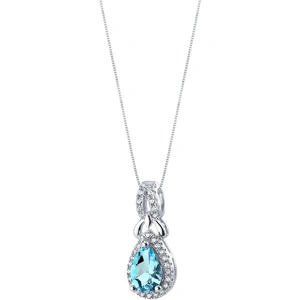 Ruby & Oscar Swiss Blue Topaz Regina Halo Pendant Necklace in Sterling Silver
