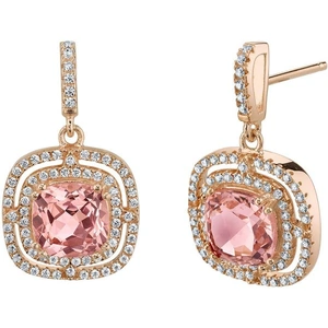 Ruby & Oscar Morganite & CZ Swing Drop Earrings in Rose Gold Plated Sterling Silver