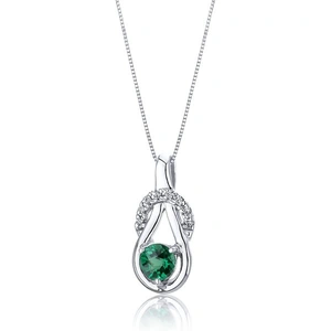 Ruby & Oscar Emerald & CZ Pendant Necklace in Sterling Silver