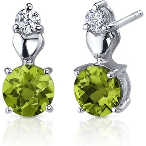Ruby & Oscar Peridot & CZ Heart Earrings in Sterling Silver