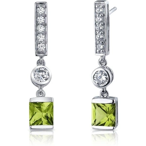 Ruby & Oscar Peridot & CZ Drop Earrings in Sterling Silver