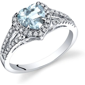 Ruby & Oscar Aquamarine & Diamond Halo Ring in 9ct White Gold