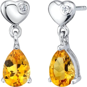 Ruby & Oscar Citrine & CZ Heart Drop Earrings in Sterling Silver