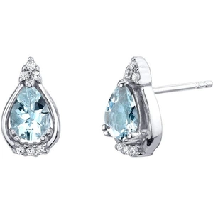 Ruby & Oscar Aquamarine Ovate Stud Earrings in Sterling Silver