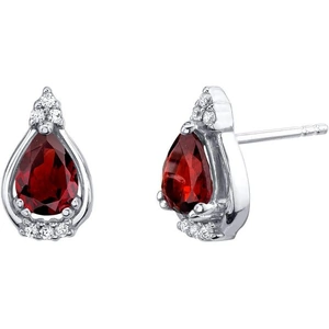 Ruby & Oscar Garnet Ovate Stud Earrings in Sterling Silver