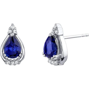 Ruby & Oscar Sapphire Ovate Stud Earrings in Sterling Silver
