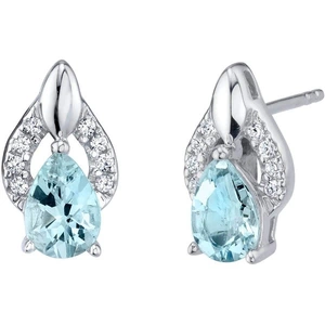 Ruby & Oscar Aquamarine Crown Stud Earrings in Sterling Silver