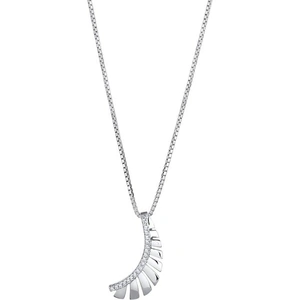 Ruby & Oscar Cubic Zirconia Feather Pendant Necklace in Sterling Silver