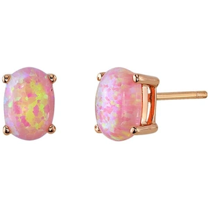 Ruby & Oscar Oval Cut Pink Opal Stud Earrings in 9ct Rose Gold