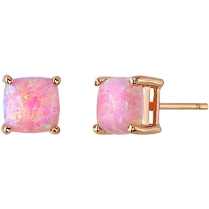 Ruby & Oscar Cushion Cut Pink Opal Stud Earrings in 9ct Rose Gold
