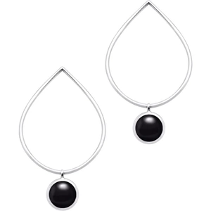 Sarah Kosta Sterling Silver Pear Shaped Earrings with Onyx