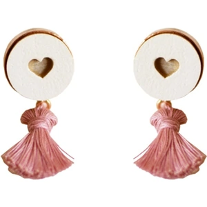 SATAT Rose Gold Plated Brass & Wood Love is in the air Earrings