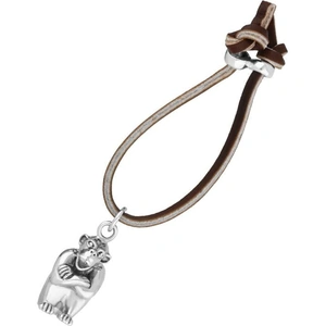 Saturno Sterling Silver Monkey with Leather Keyring