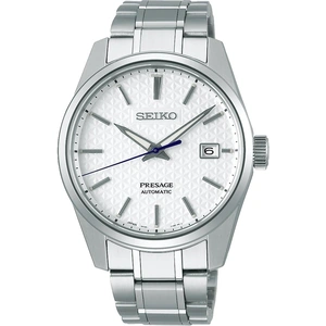 Seiko Presage Sharp Edge Series White Dial Silver Stainless Steel Bracelet Automatic Mens Watch SPB165J1