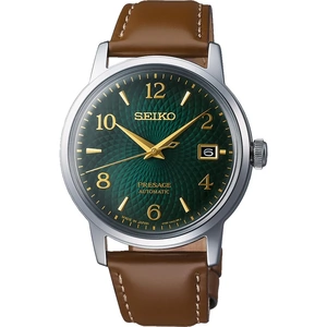 Seiko Presage Cocktail Time Mojito Green Dial Brown Leather Strap Automatic Men's Watch SRPE45J1