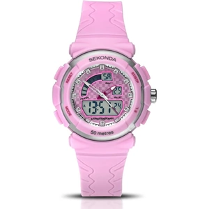 Sekonda Ladies Dual Display Pink Plastic Strap Watch 2422