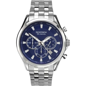 Sekonda Mens Chronograph Blue Stainless Steel Bracelet Watch 1393