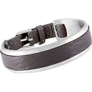 SENCE Grace Stainless Steel Brown Leather Bangle V387