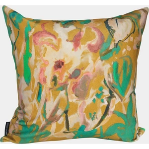 Sharon Jane Studio Yellow Abstract Floral Velvet Cushion