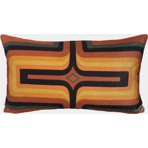 Sharon Jane Studio Orange Retro Geometric Velvet Cushion