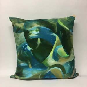 Sharon Jane Studio Teal and Green Velvet Strata Cushion