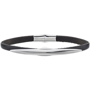 Shaun Leane Single Arc Silver Black Leather Bracelet