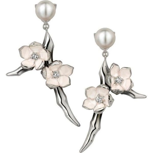 Shaun Leane Cherry Blossom Sterling Silver Diamond Pearl Small Branch Drop Earrings - Default Title / Silver