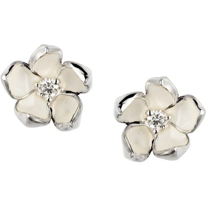 Shaun Leane Sterling Silver 0.10ct Diamond Small Cherry Blossom Stud Earrings - Default Title / Silver